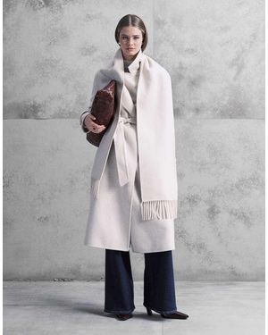 Forever New Belted Formal Coat With Tassel Scarf - Grey