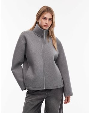 ARKET High Neck Zip Up Jacket - Gray