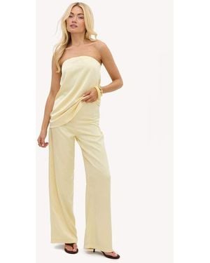 Loavies A Floral Awakening Satin-Look Trousers - Natural