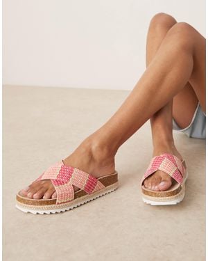 Asos Design Wide Fit Jessica Cross Strap Espadrille Mule Sandal - Brown