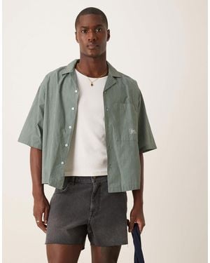 ASOS Shorter Length Slim Denim Shorts With Rip Detail - Green