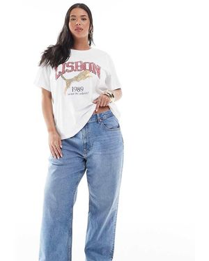 ASOS Vaqueros Azul Medio Claro Elásticos De Pernera Recta Cómoda De Asos Design Curve
