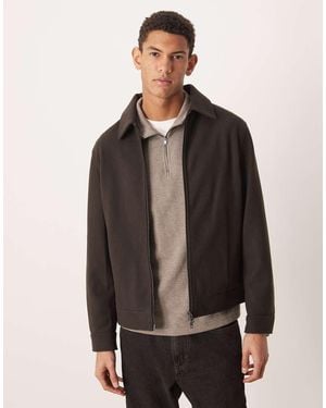 Mango Zip Through Harrington Jacket - Brown