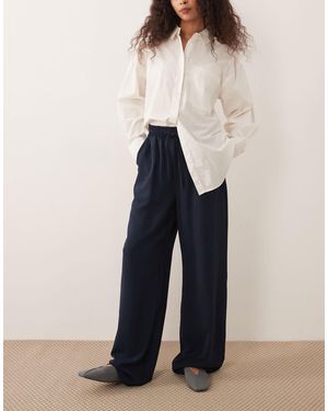 Vila Tie Waist Wide Leg Trousers - Blue