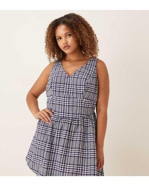 ASOS Asos Design Curve Waisted V-neck Mini Sundress With Seaming Details - Blue