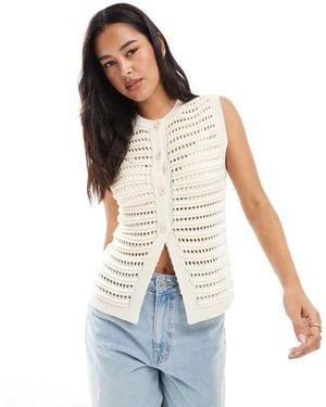 Miss Selfridge Knitted Button Down Waistcoat - White