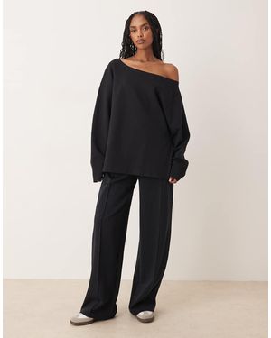 ASOS Interlock Wide Leg Trouser - Blue