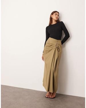 ARRANGE Drape Structured Maxi Skirt With Metal Trim - Natural