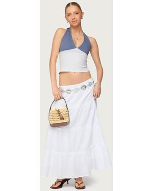 Edikted Petite Charlotte Tiered Maxi Skirt - White