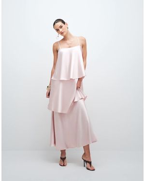 4th & Reckless Strappy Tiered Satin Cami Maxi Dress - Pink