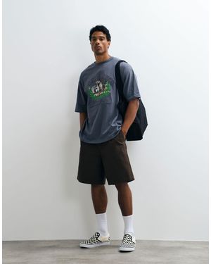 ASOS Oversize-t-shirt mit aufgestickter applikation und landschaftsprint - Blau