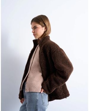 TOPSHOP Oversized Funnel Fleece Jacket - Multicolor