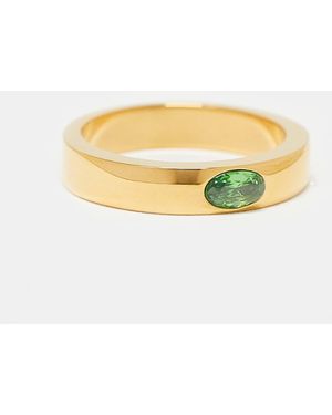 ASOS Bague en acier inoxydable avec pierre semi-précieuse fantaisie - Jaune