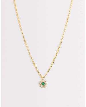 Orelia Collier en plaqué or 18 carats à pendentif fleur en cristal et émeraude - Blanc