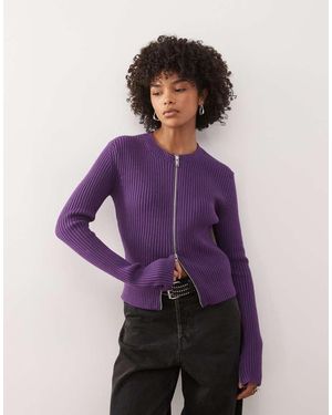 Weekday Aansluitend Vest Met Ritssluiting Voor En Ritsdetail Op De Mouw - Paars