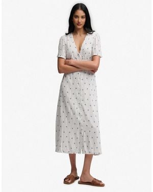 Superdry – kurzärmliges midi-freizeitkleid - Weiß