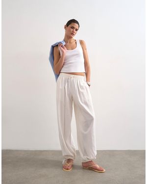 TOPSHOP Linen Elasticated Waist Balloon Trouser - White