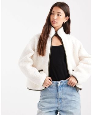 Threadbare Zip Front Borg Fleece With Back Panel - White