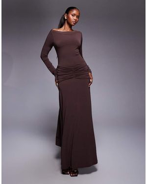 DASKA Jersey Maxi Dress Bow Back Detail - Purple