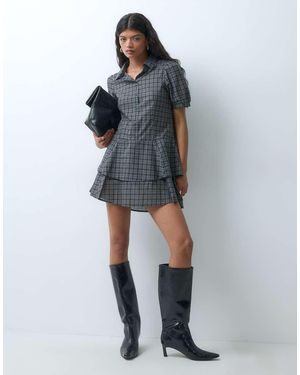 ONLY Mini Jurk Met Lage Taille En Korte Mouwen - Blauw
