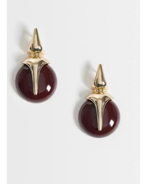 Reclaimed Vintage Brown Pendant Drop Earrings - Metallic
