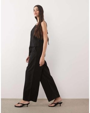 Mango Espresso Tie Waist Barrel Trouser Co-ord - Black