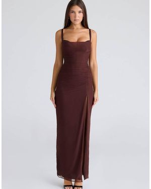 House Of Cb Lini Burgundy Stretch Mesh Maxi Dress - Purple