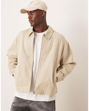 ASOS Oversized Washed Harrington Jacket - Natural