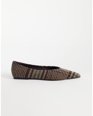 ASOS Lari Ballerine A Punta A Quadri - Bianco