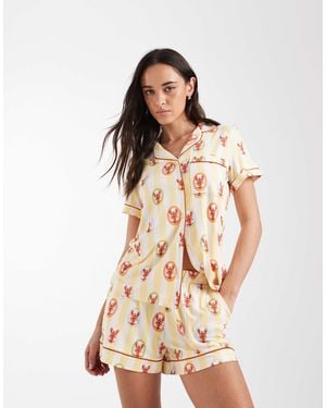 Chelsea Peers Short Sleeve Jersey Revere And Short Set - Natural