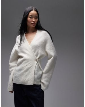 ARKET – asymmetrische, flauschige wickel-strickjacke - Grau