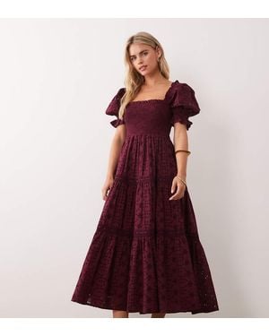 Miss Selfridge Broderie Smock Dress in Black