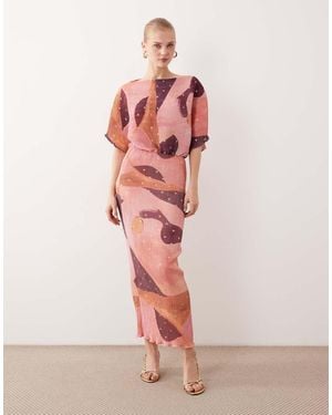 Never Fully Dressed Tilly Plisse Off The Shoulder Midaxi Dress - Pink