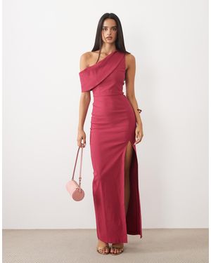 Vesper Bengaline Drape Off-shoulder Maxi Dress - Red
