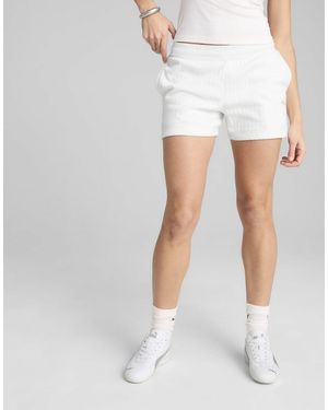 PUMA Wardrobe Essentials 4" Shorts Pointelle - White