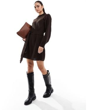 Glamorous Belted Jumper Mini Dress - Black