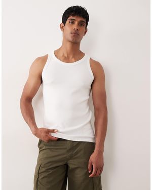 Jack & Jones – geripptes tanktop - Weiß