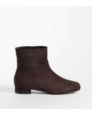 SEQWL Wide Fit Elma Faux Suede Ankle Boots - Brown