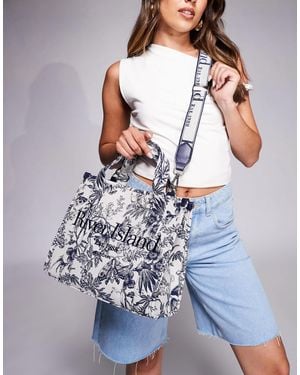 River Island Floral Print Tote Bag - Blue