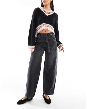 ONLY Gianna Mid Waist Barrel Jeans - Black