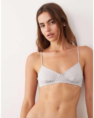 Cotton On Bralette De Media Copa De Punto Liso - Gris