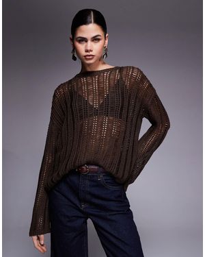 Edikted Jaide Sheer Ladder Knit Jumper - Blue
