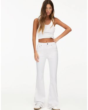 Pull&Bear Jean évasé à taille basse - Blanc