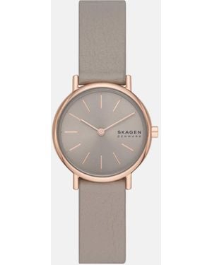 Skagen Signature lille - montre en acier inoxydable avec mouvement à 2 aiguilles - or rose/ - Blanc