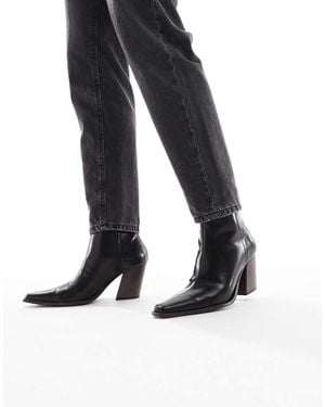 ASOS Botines Chelsea Negros De Tacón De Cuero Con Suela Natural De - Azul