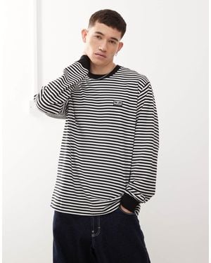 Obey – langärmliges t-shirt mit en streifen - Blau