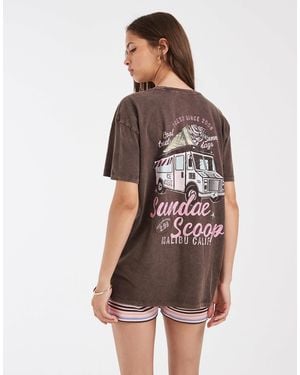 Hollister Back Graphic Oversized T-shirt - Brown