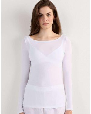 Intimissimi Long-Sleeved Boat-Neck Micromodal Top - White