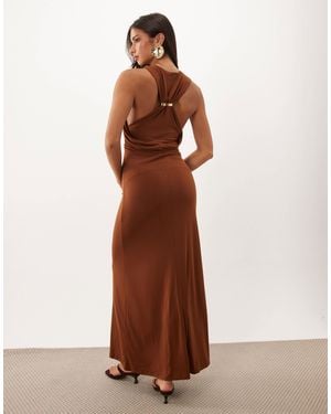 ASOS Column Maxi Dress With Trim Back Detail - Brown