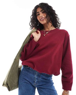 ASOS Bubble Hem Sweatshirt With Ruched Sleeves - Red